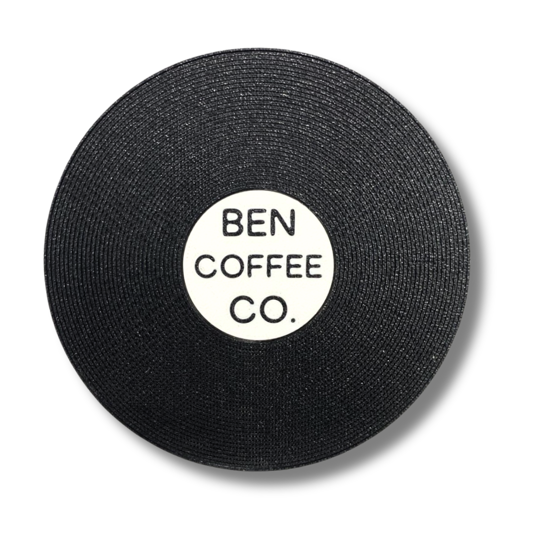 Ben Coffee Co.Vinyl Plak Bardak Altlığı (Siyah-Beyaz)